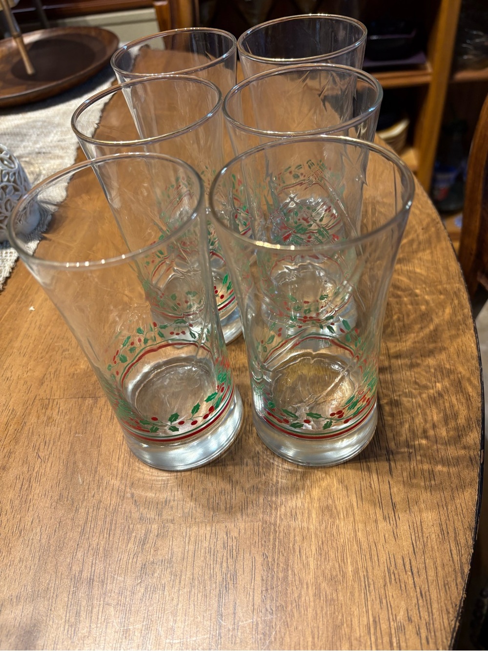 Vintage Arby’s 1985 Christmas Holly and Berry wine/water glasses set of 6.